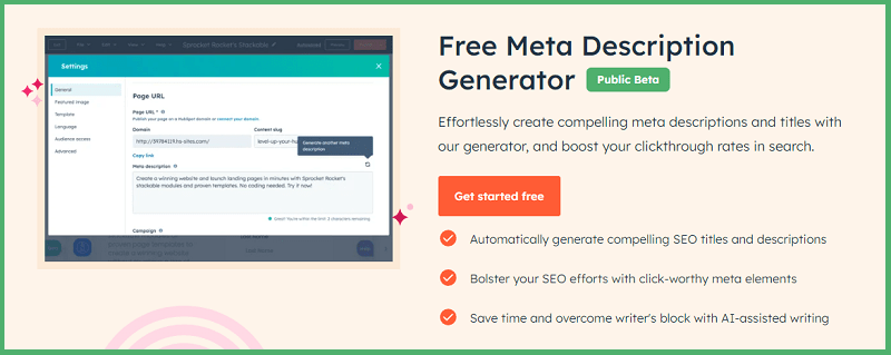 HubSpot AI Free Meta Description Generator